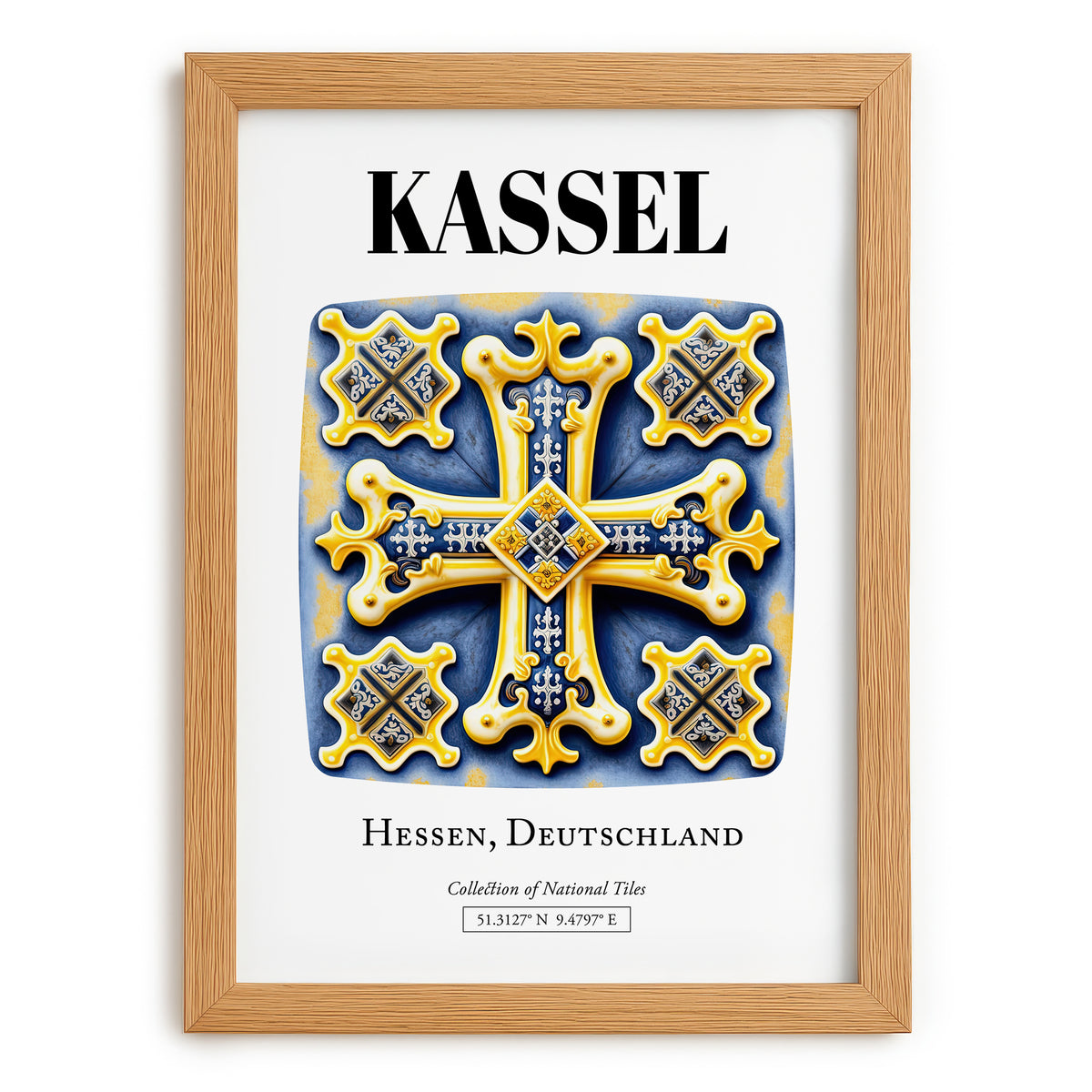 Kassel, Germany – Cultural Heritage Wall Art, set in oak frame