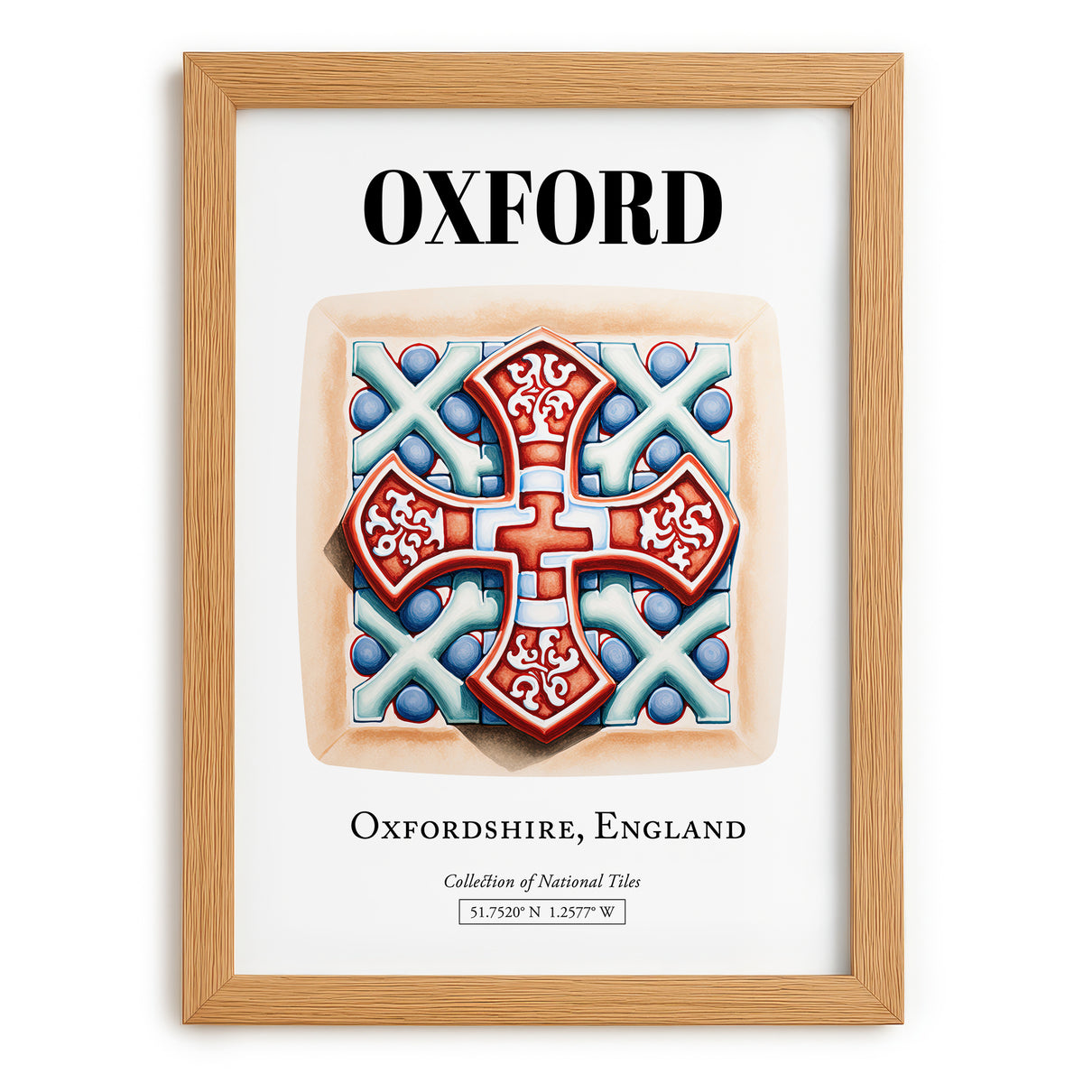 Oxford, England – Travel Poster, set in oak frame