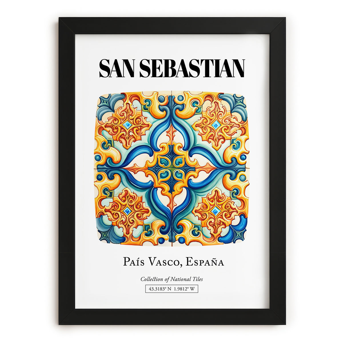 San Sebastian, Spain – Dream Destination Decor, in sleek black frame