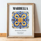 Marbella, Spain – Away From Home Poster, in wooden frame leaning on the floor
