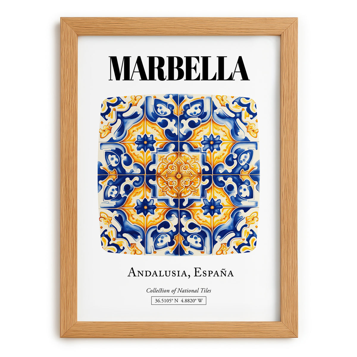 Marbella, Spain – Away From Home Poster, set in oak frame