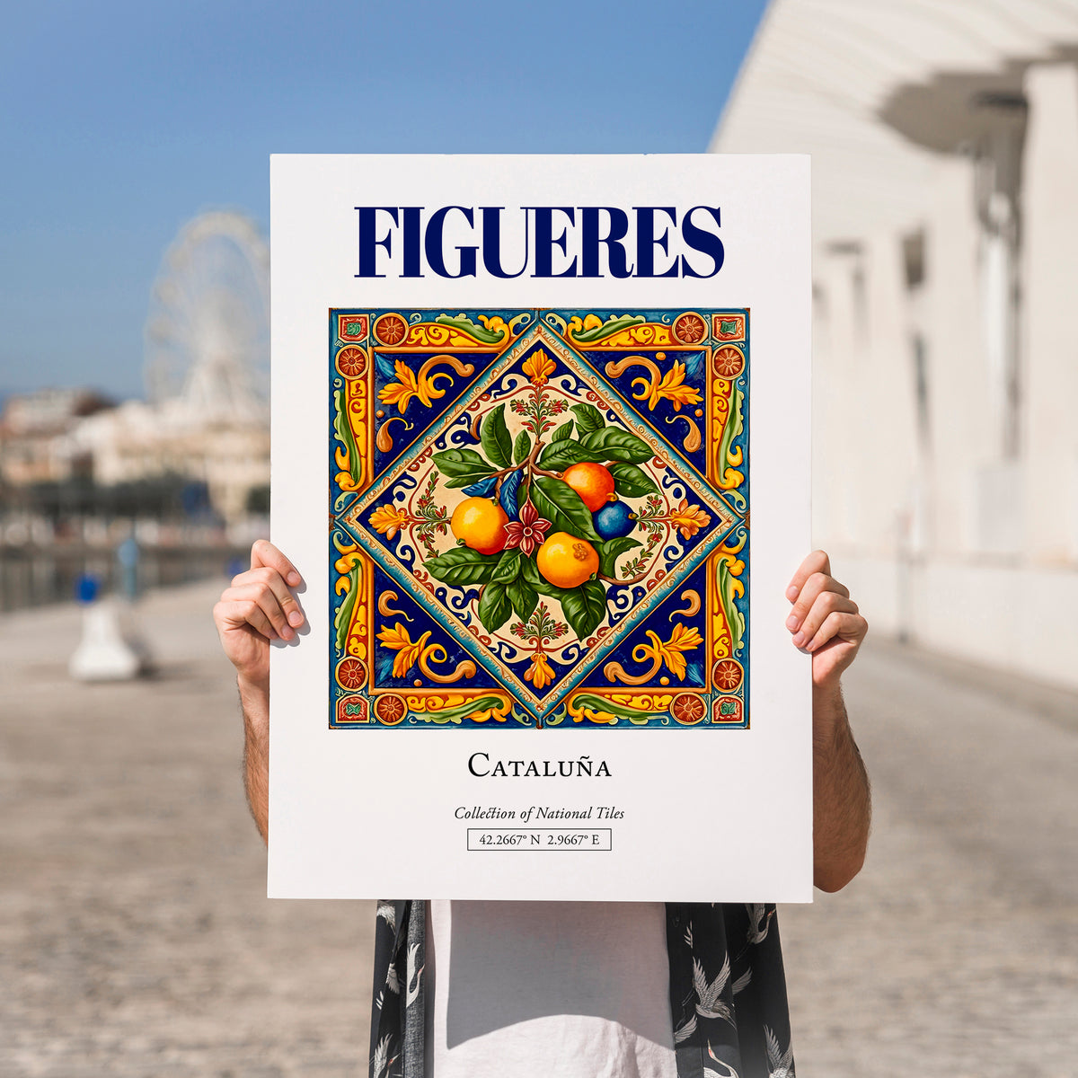 Figueres, Spain – National Pride Wall Decor, no-text version framed in wood