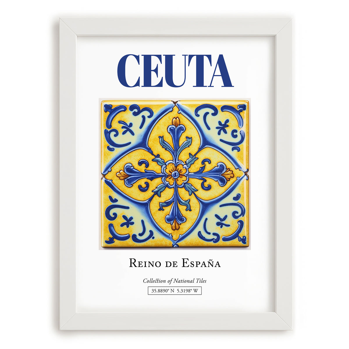 Ceuta, Spain – Wanderlust Wall Decor, placed in minimal white frame