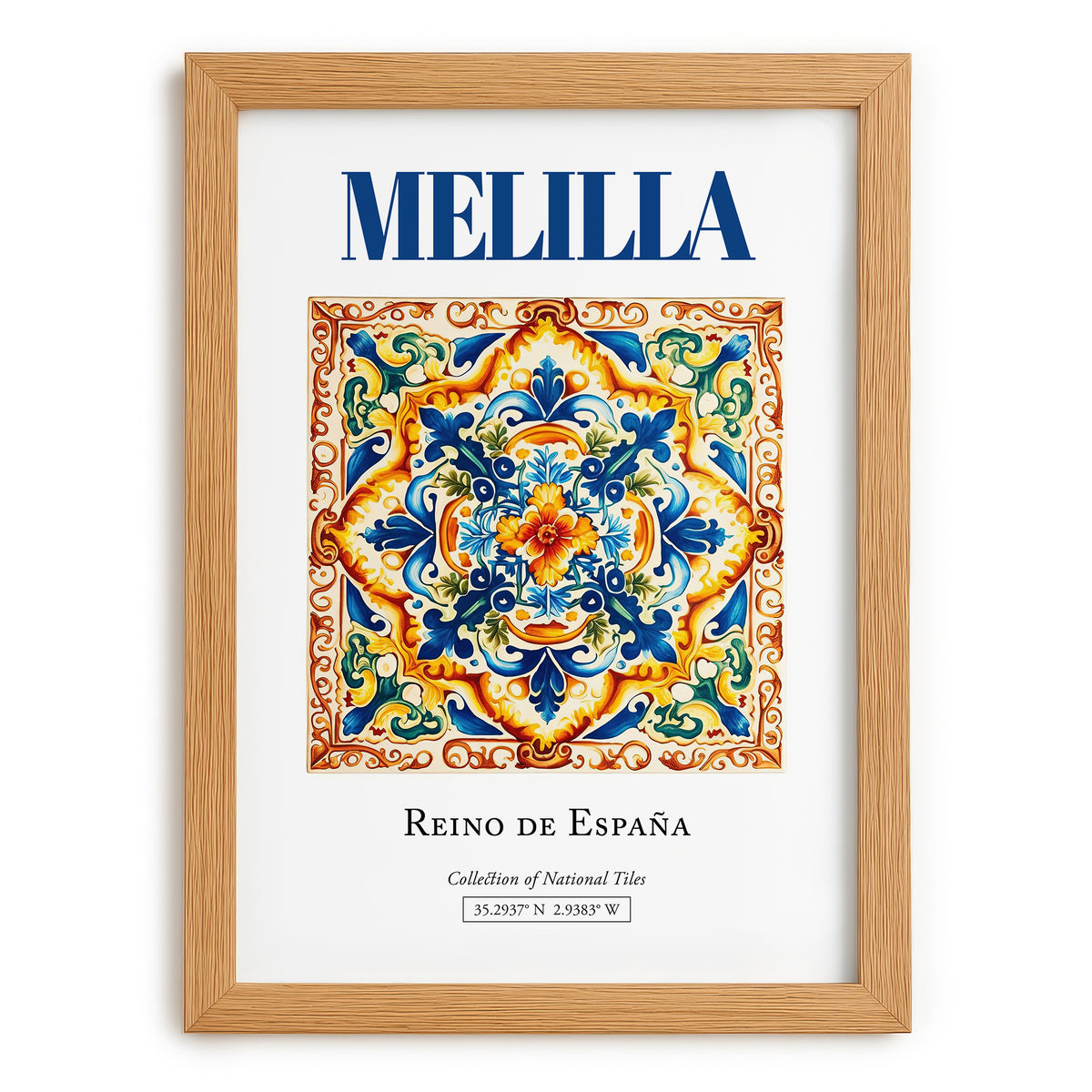 Melilla, Spain – Tourist Destination Poster, set in oak frame
