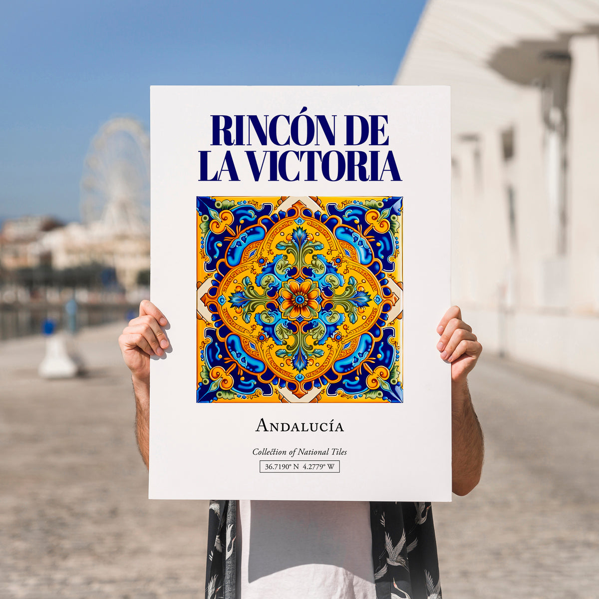 Rincón de la Victoria, Spain – Travel Poster, no-text version framed in wood