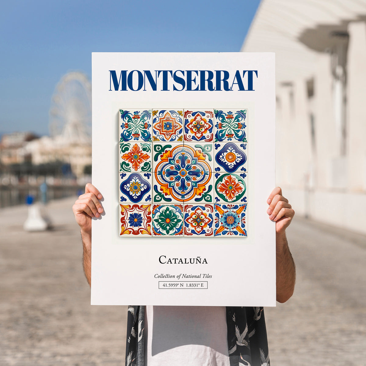Montserrat, Spain – Cityscape Wall Art, no-text version framed in wood