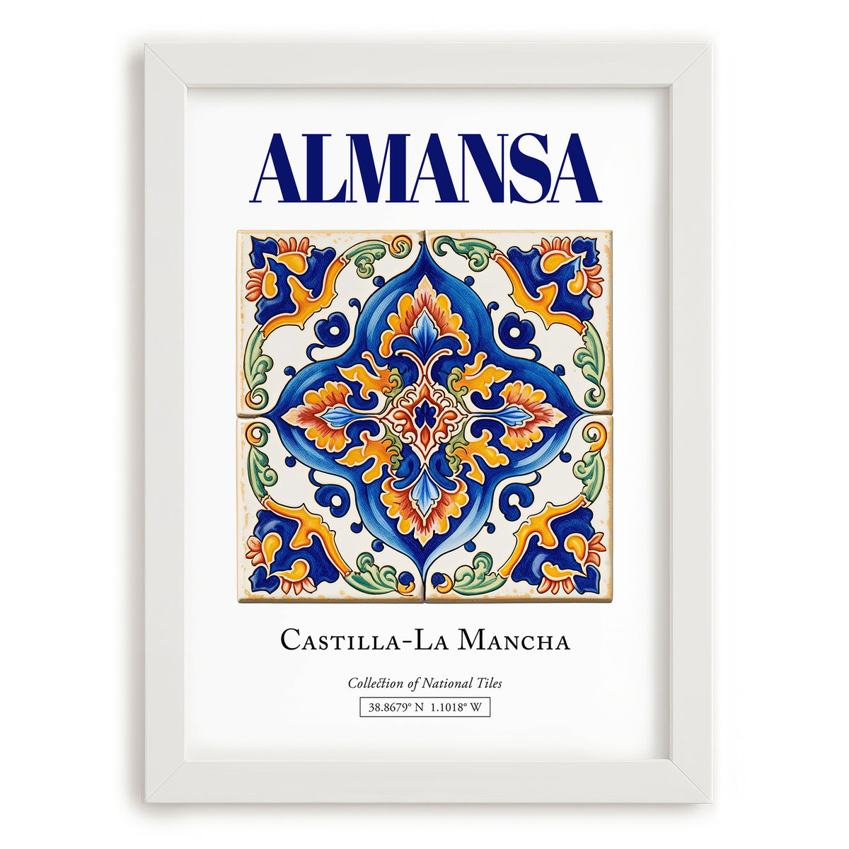 Almansa, Spain – Travel Poster, placed in minimal white frame