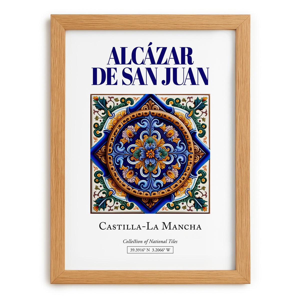 Alcázar de San Juan, Spain – Cityscape Wall Art, set in oak frame