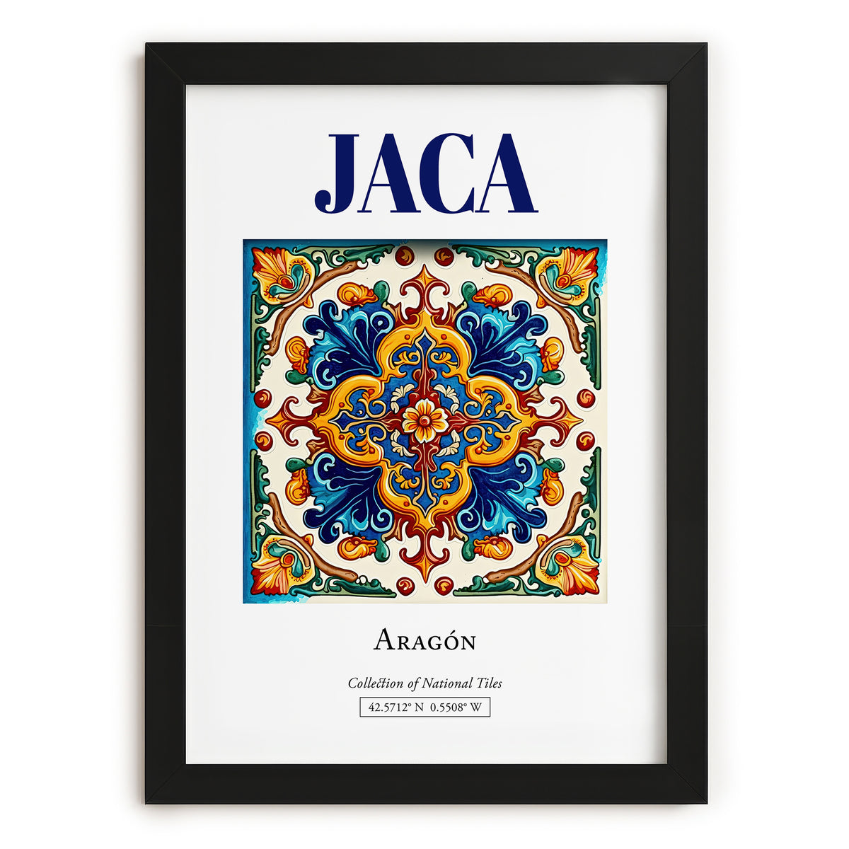 Jaca, Spain – Travel Print, in sleek black frame