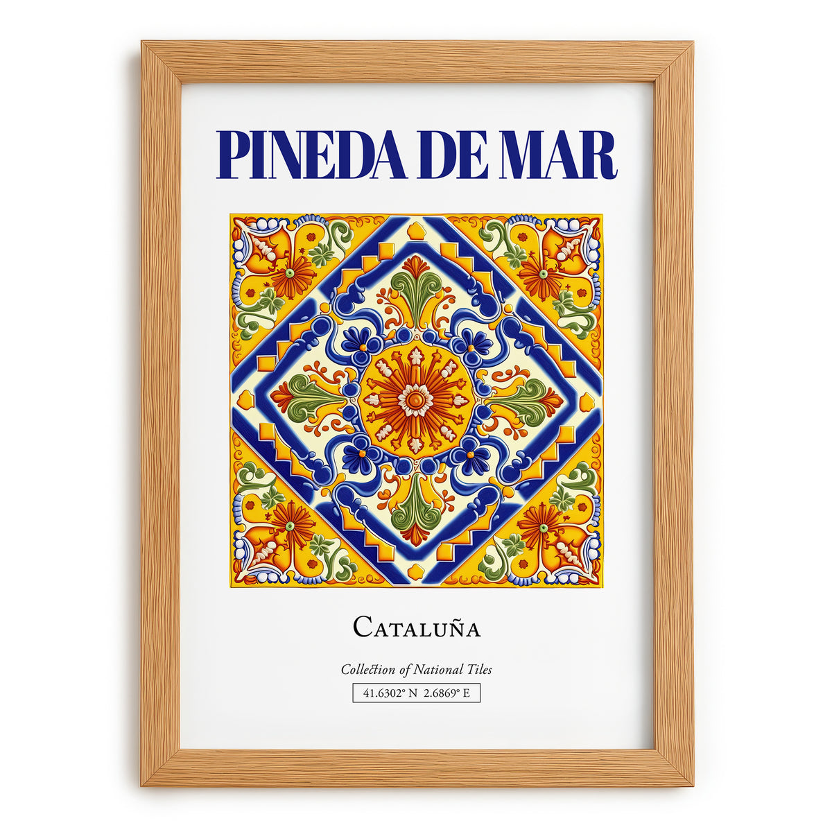 Pineda de Mar, Spain – Travel Print, set in oak frame