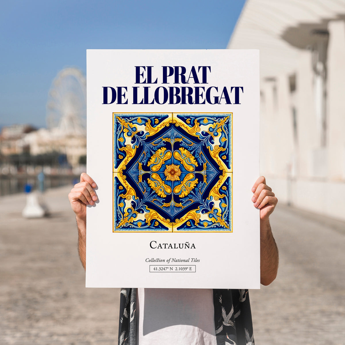 El Prat de Llobregat, Spain – Global Cities Wall Print, no-text version framed in wood