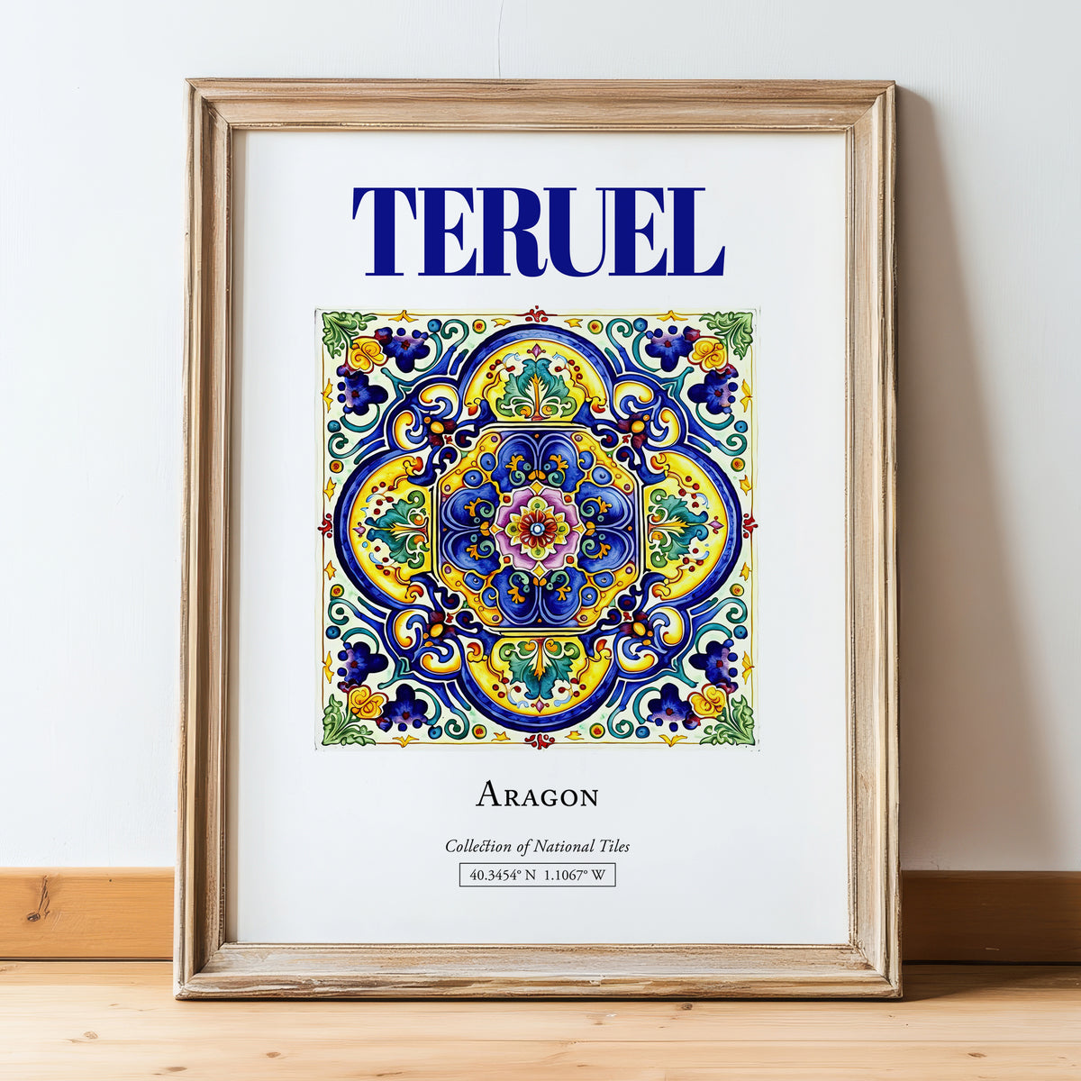 Teruel, Spain – Dream Destination Decor, in wooden frame leaning on the floor