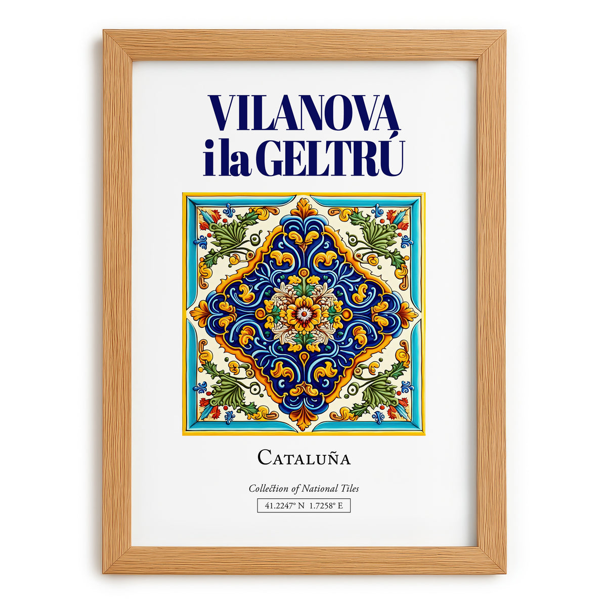 Vilanova i la Geltrú, Spain – Travel Print, set in oak frame