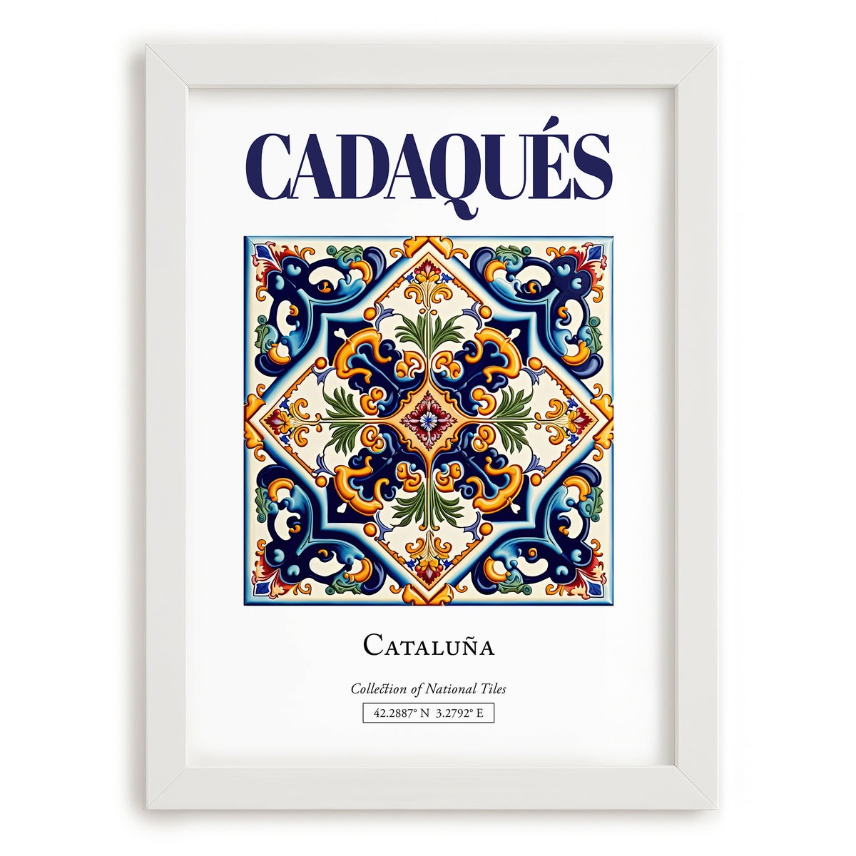 Cadaqués, Spain – Travel Print, placed in minimal white frame