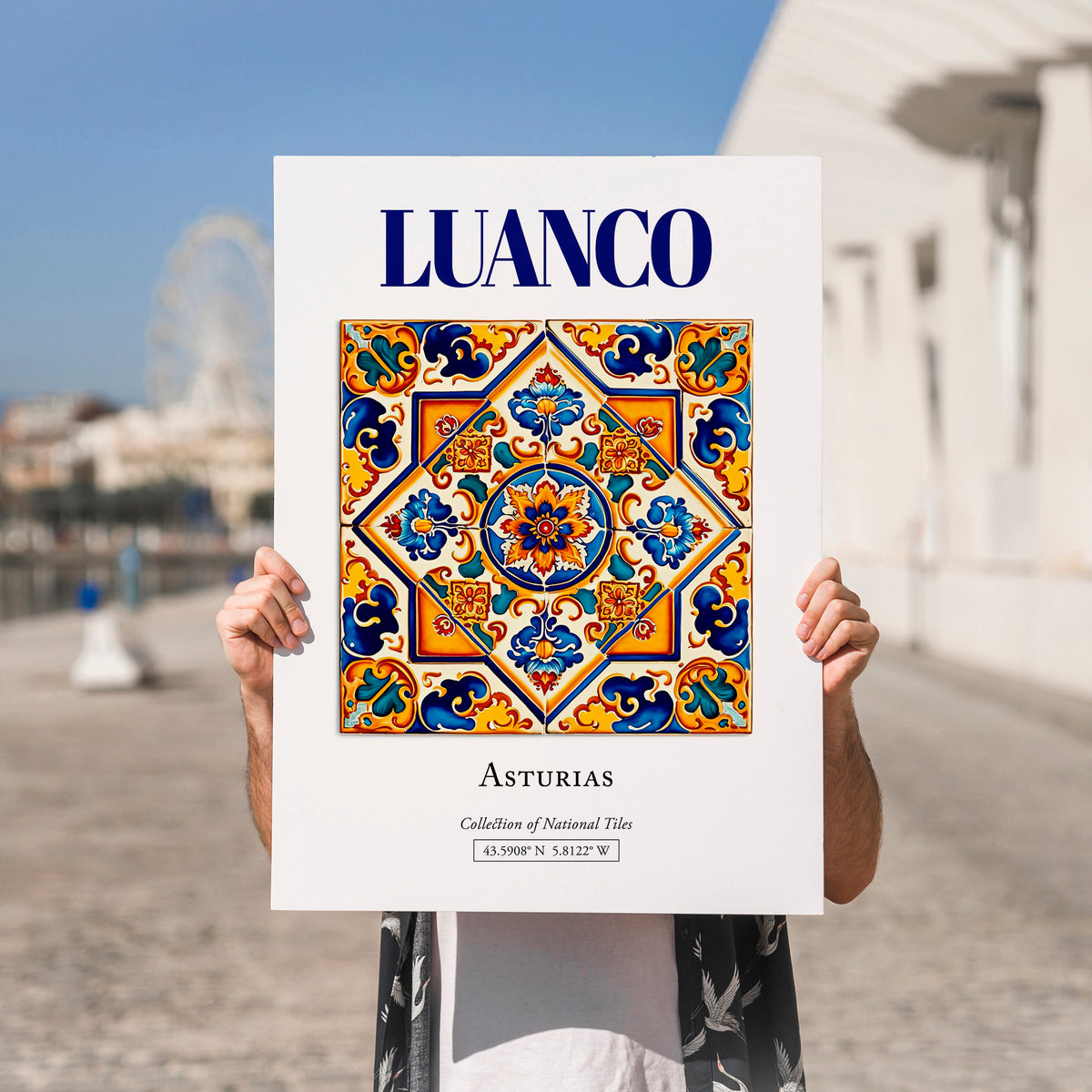 Luanco, Spain – Travel Poster, no-text version framed in wood