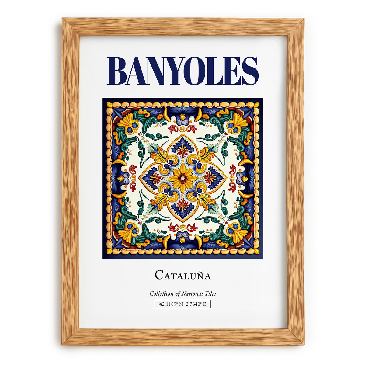 Banyoles, Spain – Travel Print, set in oak frame