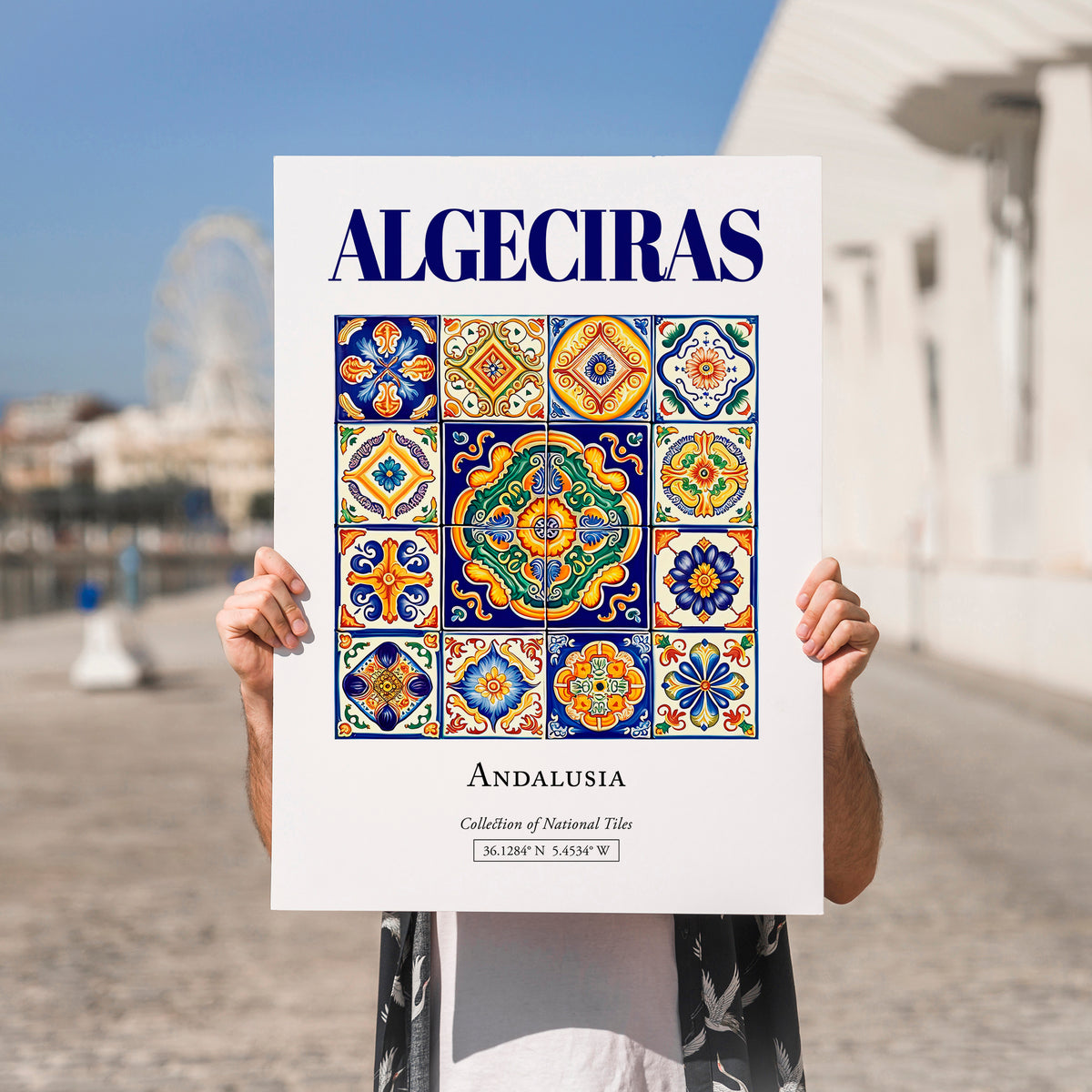 Algeciras, Spain – Global Wall Art, no-text version framed in wood