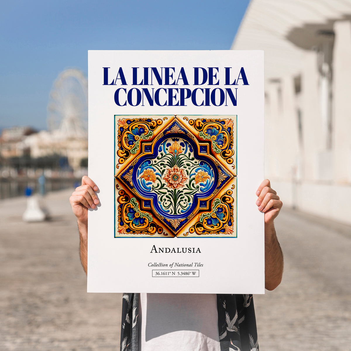 La Linea de la Concepcion, Spain – World Travel Art, no-text version framed in wood