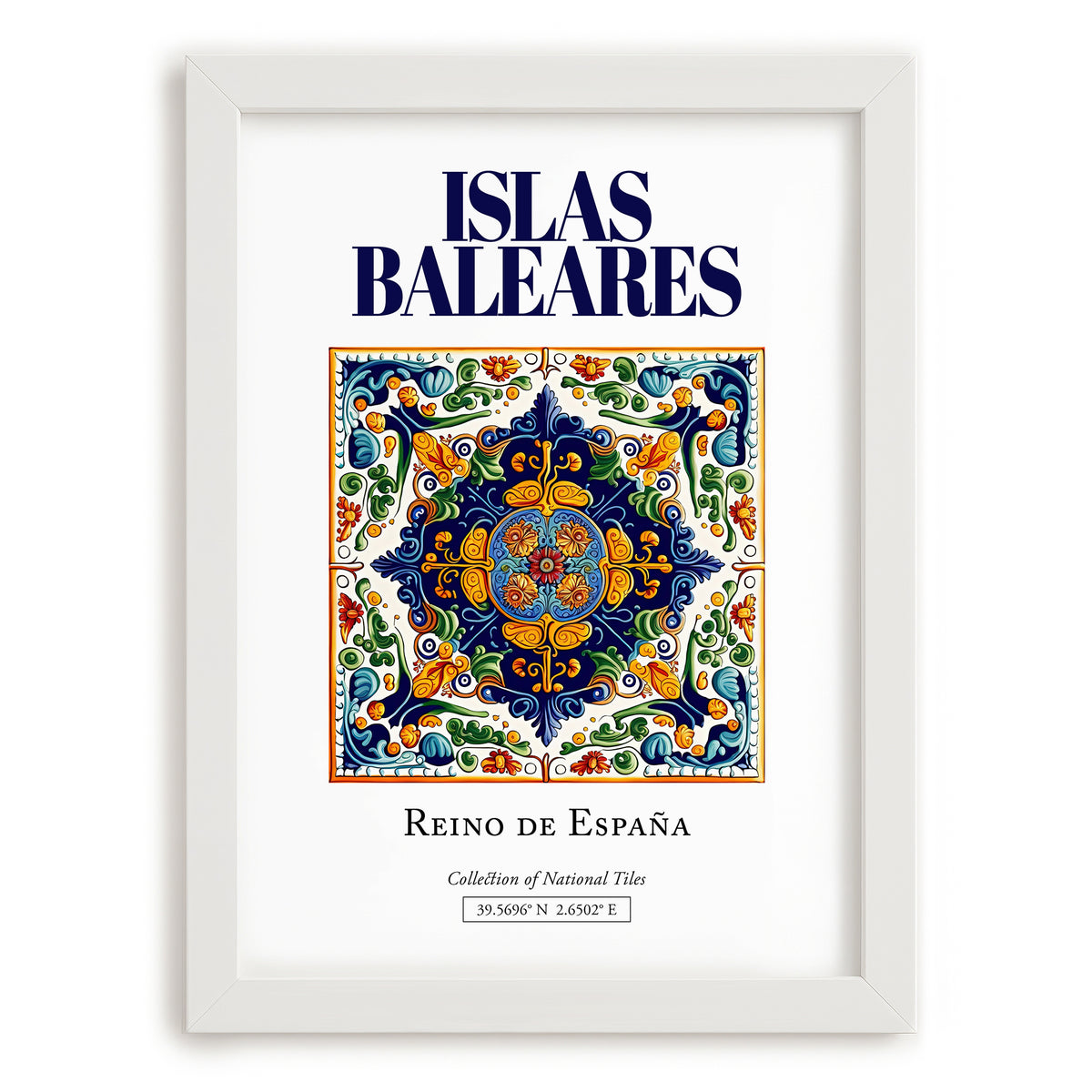 Islas Baleares, Spain – Travel Wall Decor, placed in minimal white frame