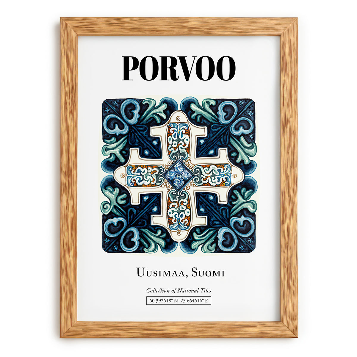 Porvoo, Finland – Historic Cities Art Print, set in oak frame