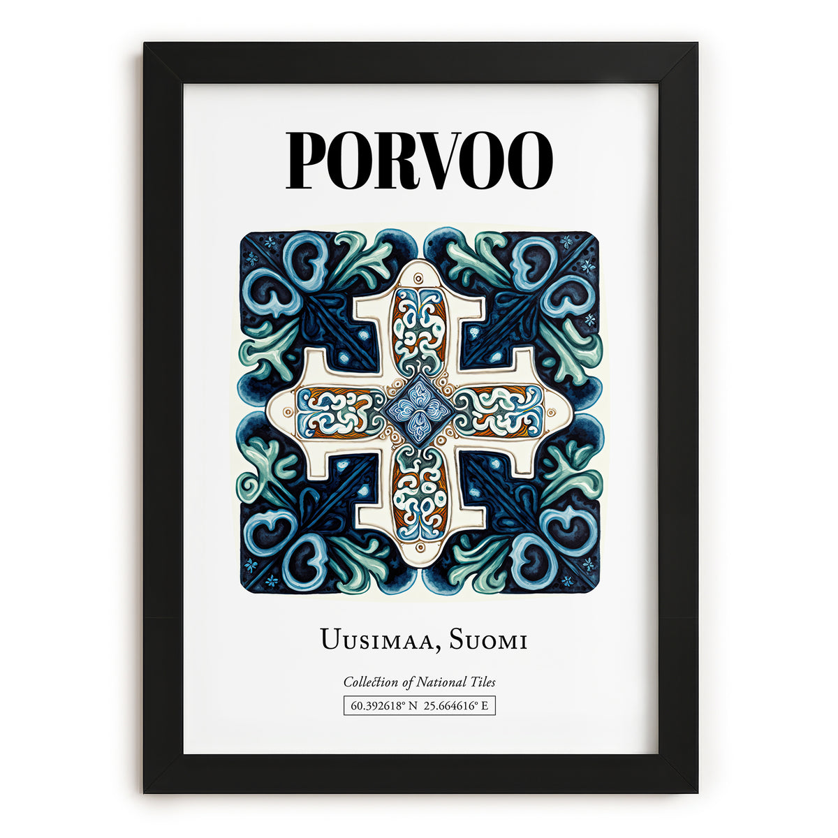 Porvoo, Finland – Historic Cities Art Print, in sleek black frame