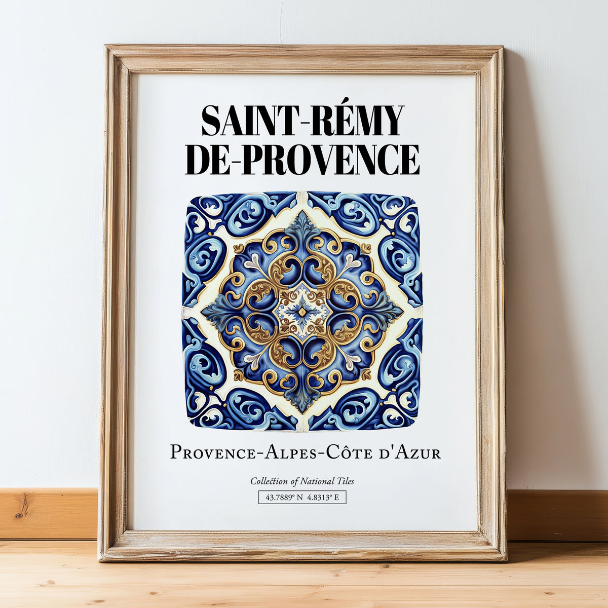 Saint-rémy-de-provence, France – Architectural Travel Art, in wooden frame leaning on the floor