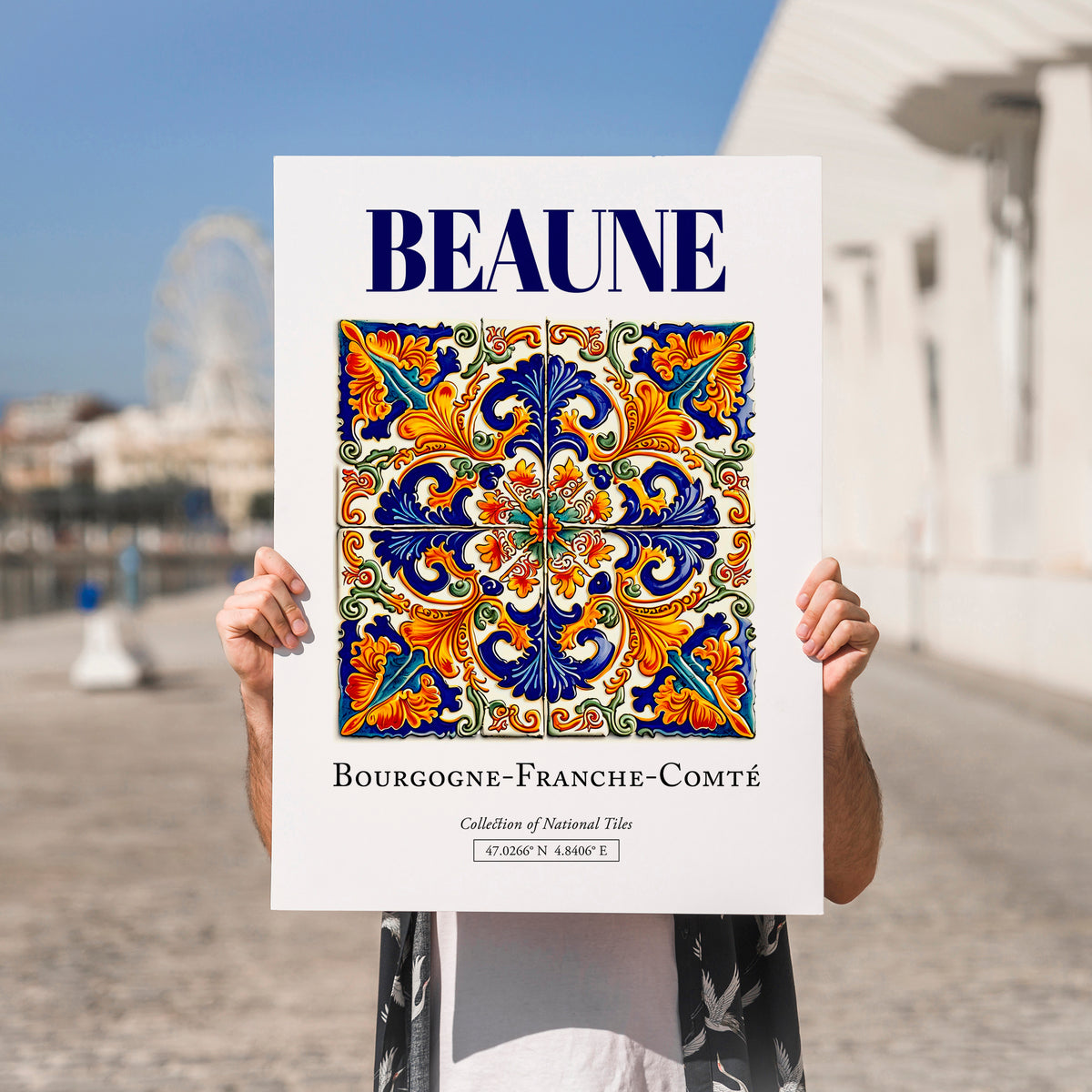 Beaune, France – Travel Wall Art, no-text version framed in wood