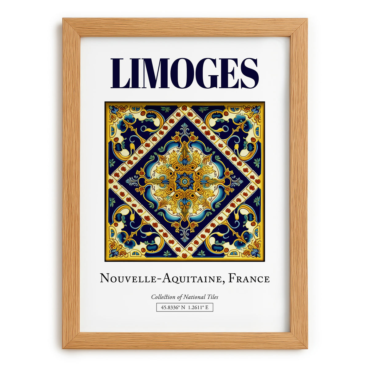Limoges, France – Tourist Destination Poster, set in oak frame