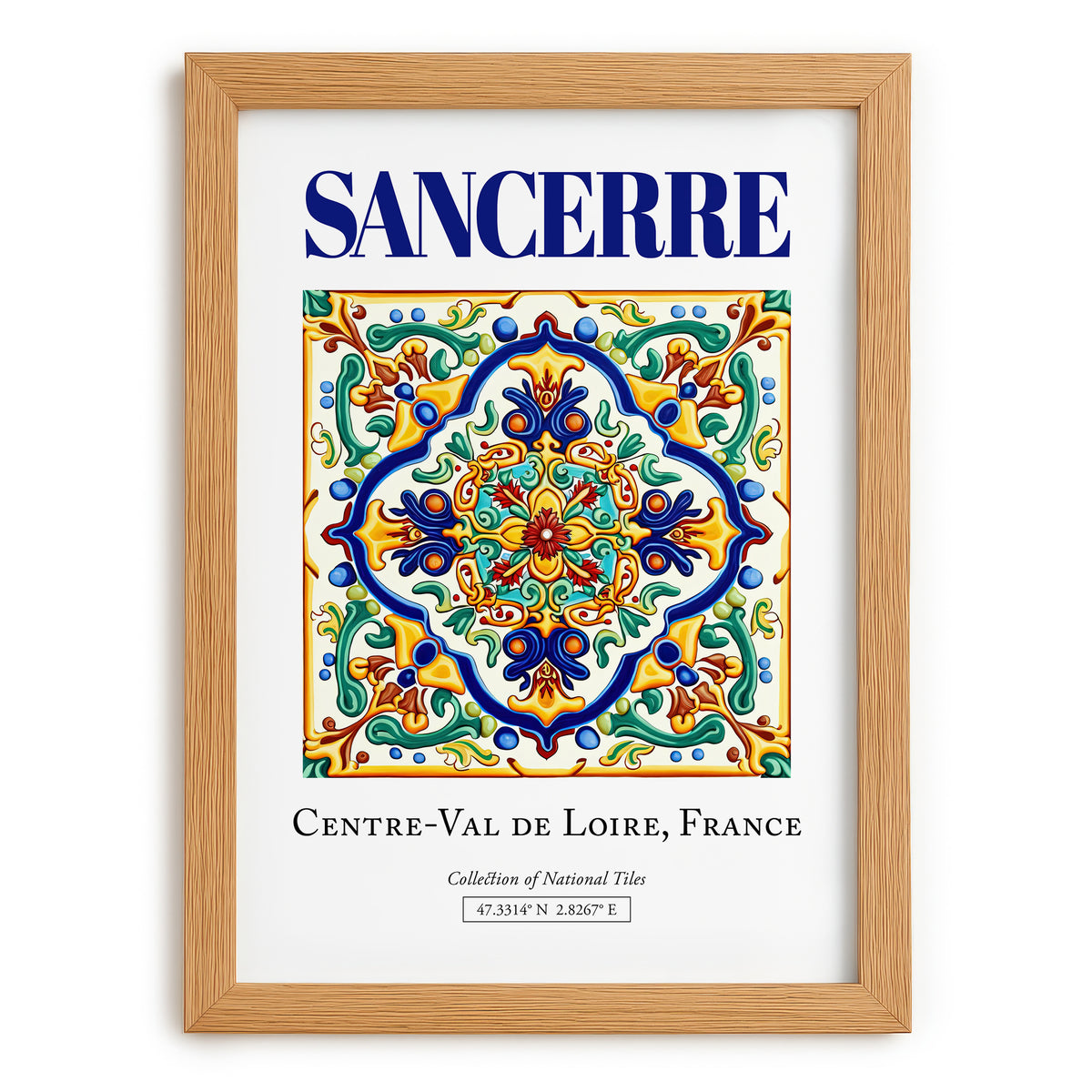 Sancerre, France – Travel Print, set in oak frame
