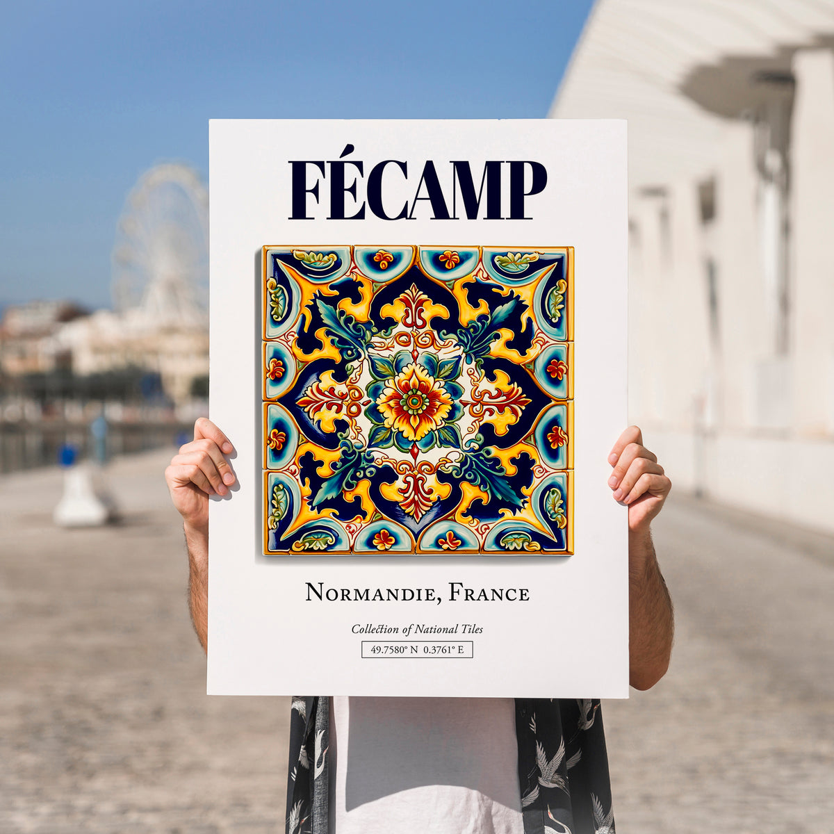 Fécamp, France – Away From Home Poster, no-text version framed in wood