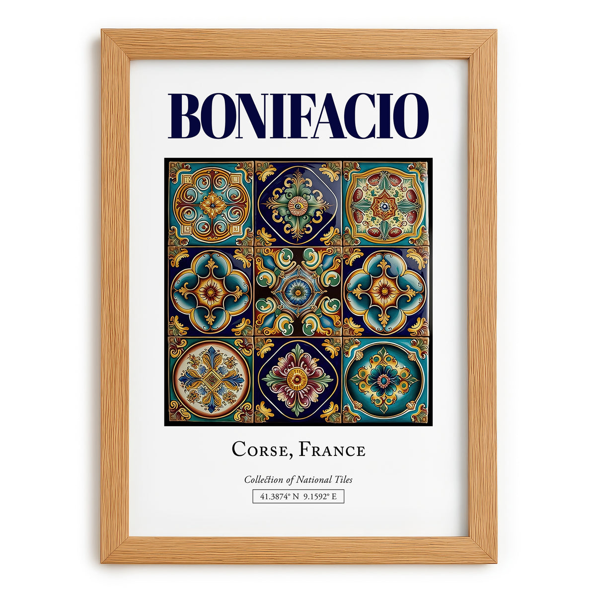 Bonifacio, France – Travel Poster, set in oak frame