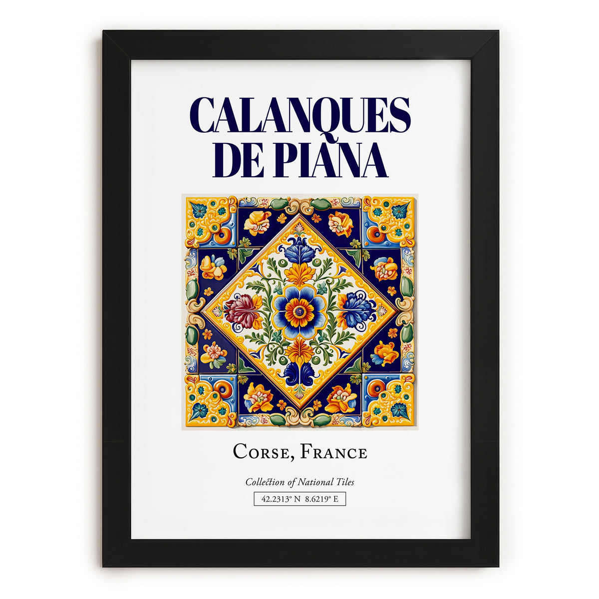 Calanques de Piana, France – Vintage Travel Poster, in sleek black frame