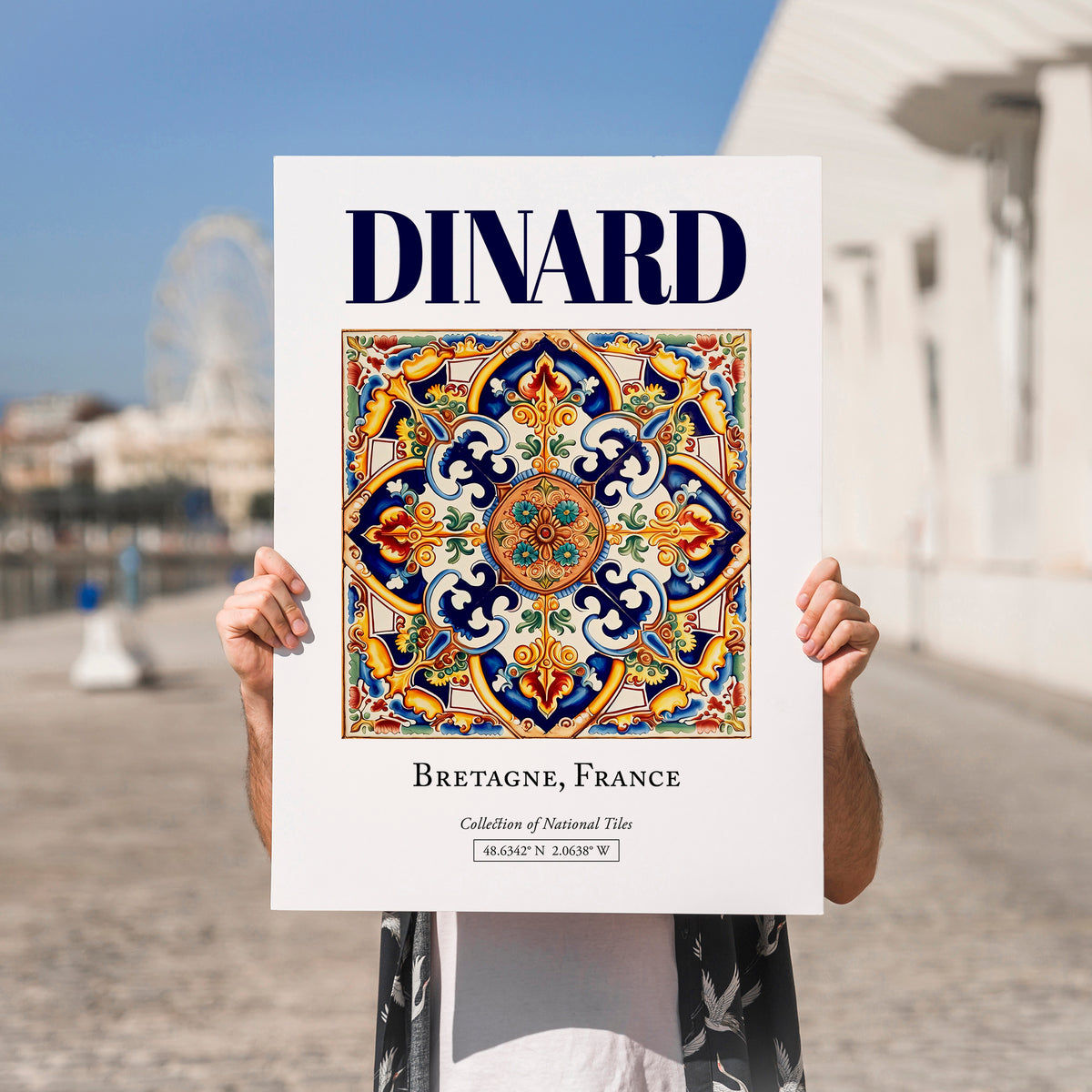 Dinard, France – Travel Poster, no-text version framed in wood