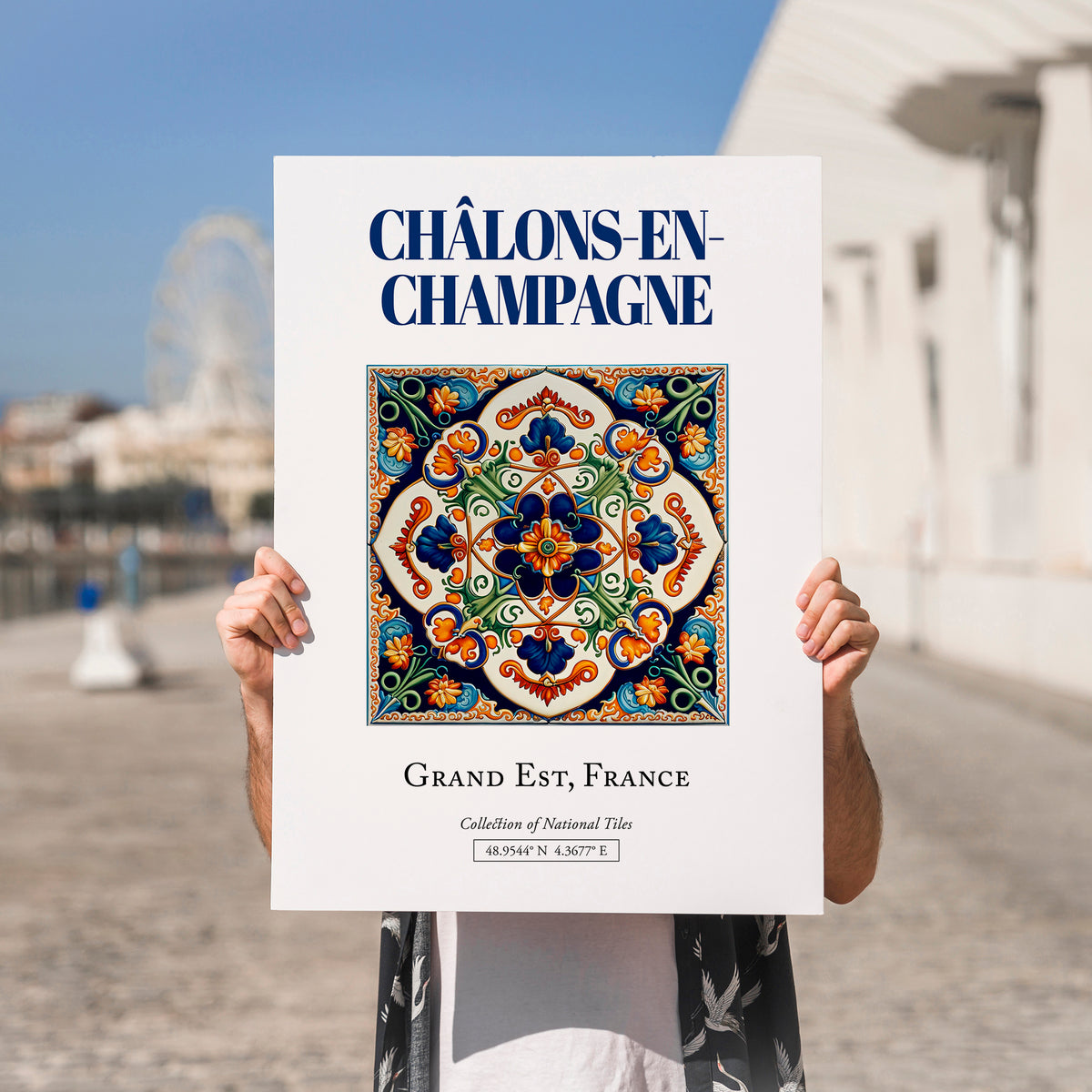 Châlons-en-Champagne, France – Travel Wall Art, no-text version framed in wood