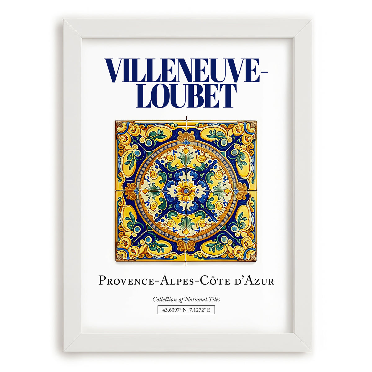 Villeneuve-Loubet, France – Travel Wall Art, placed in minimal white frame