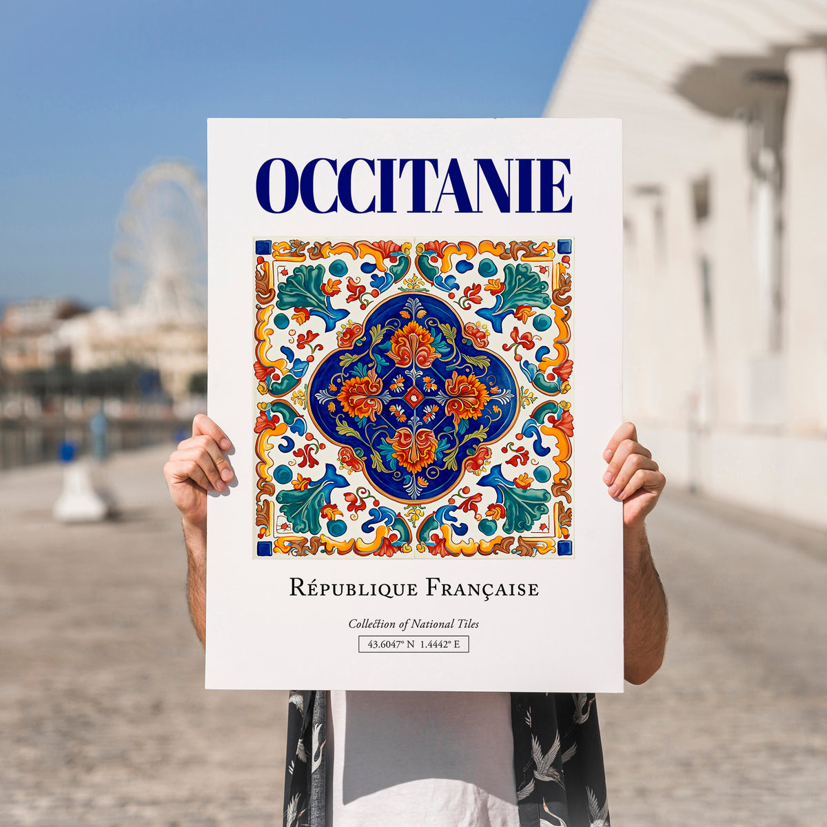 Occitanie, France – Architectural Travel Art, no-text version framed in wood