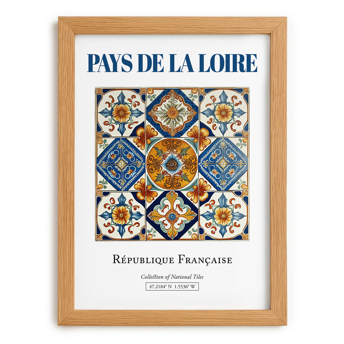 Pays de la Loire, France – Travel Poster, set in oak frame