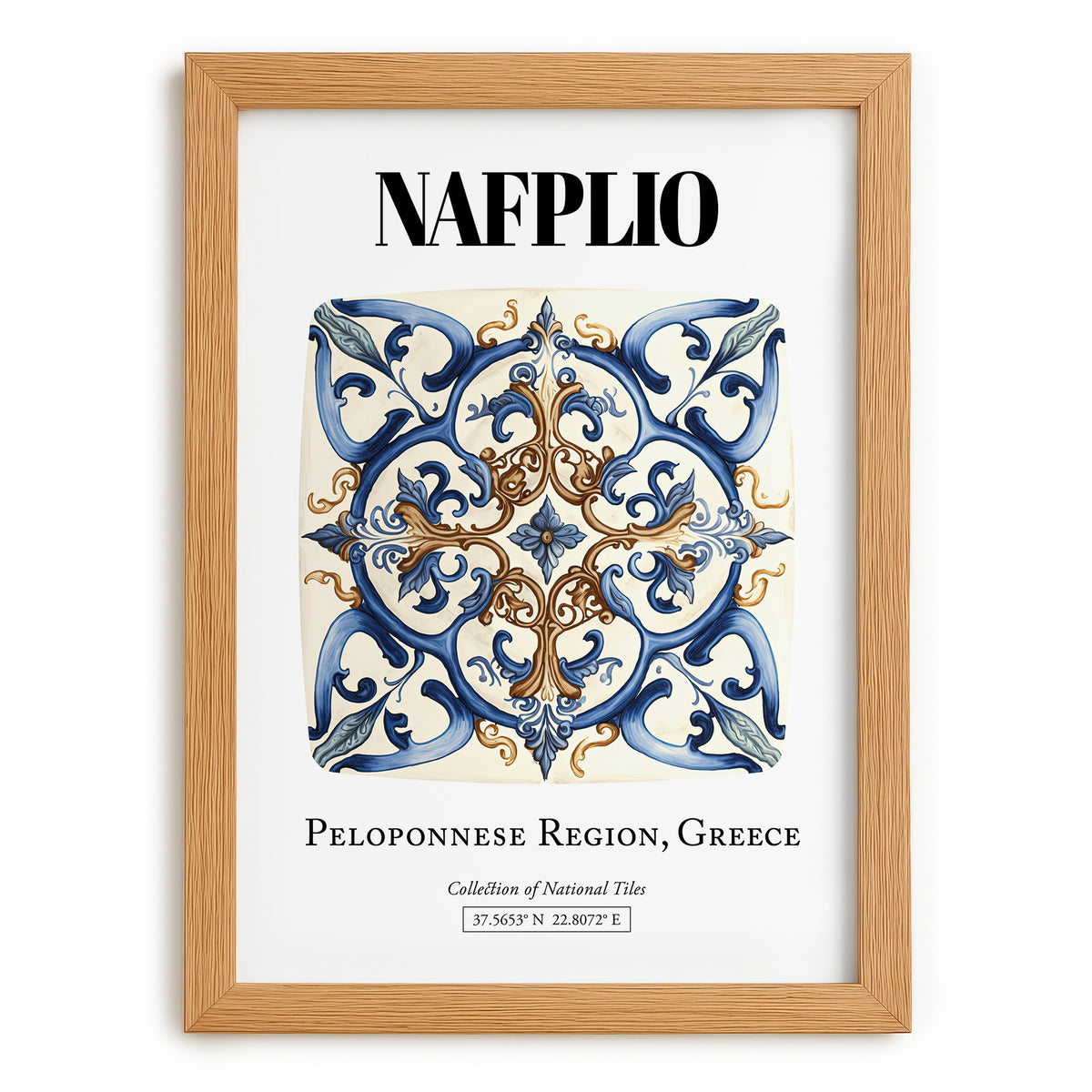 Nafplio, Greece – Wanderlust-Inspired Poster, set in oak frame
