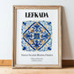 Lefkada, Greece – Travel Poster, in wooden frame leaning on the floor