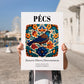 Pécs, Hungary – Global Cities Wall Print, no-text version framed in wood