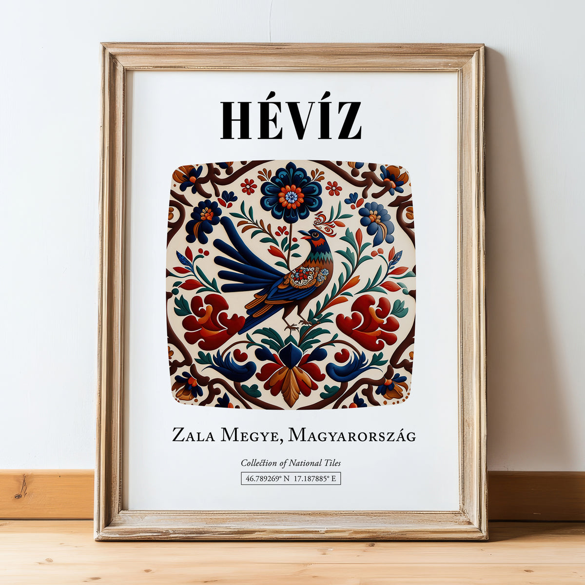 Hévíz, Hungary – Global Cities Wall Print, in wooden frame leaning on the floor