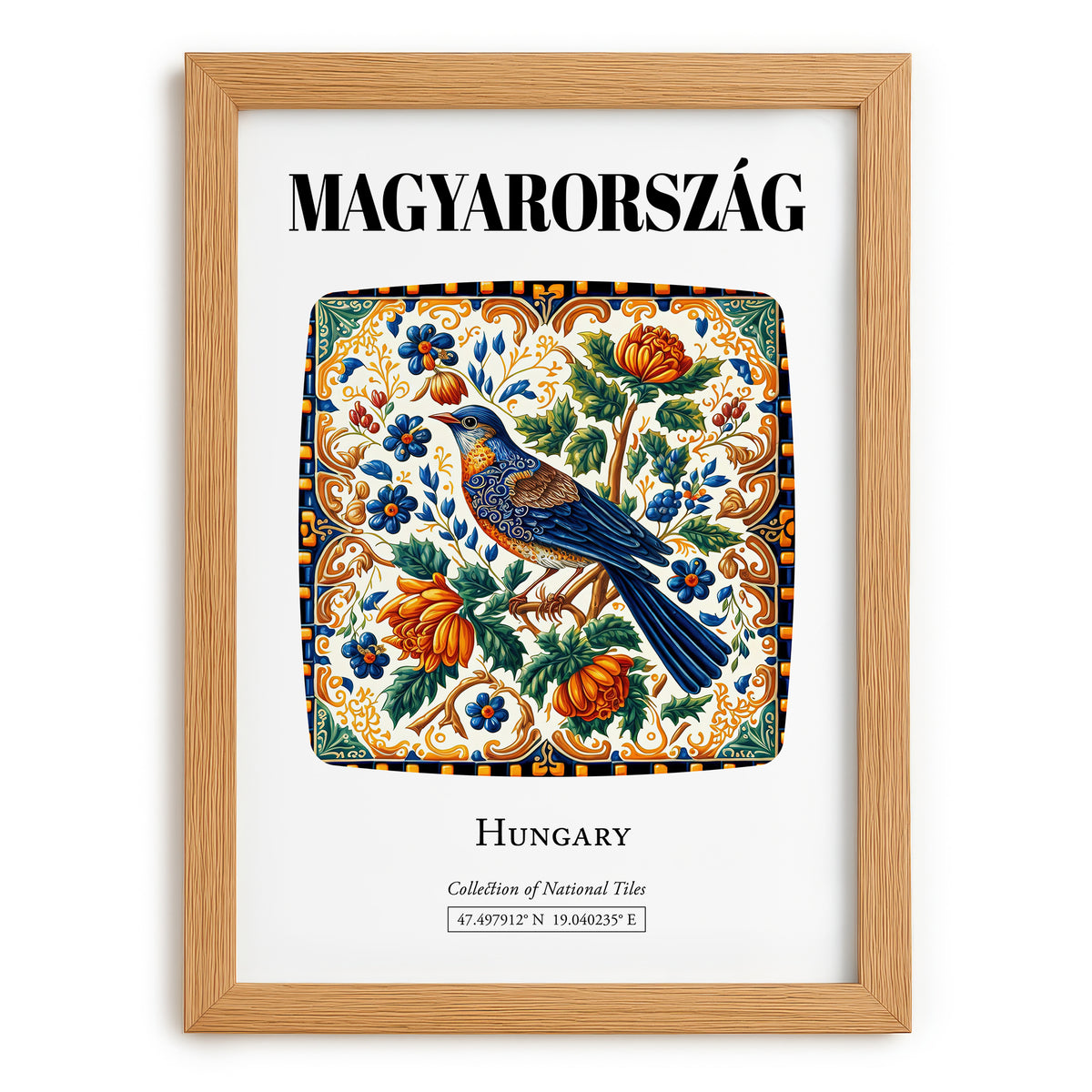 Magyarország, Hungary – Architectural Travel Art, set in oak frame