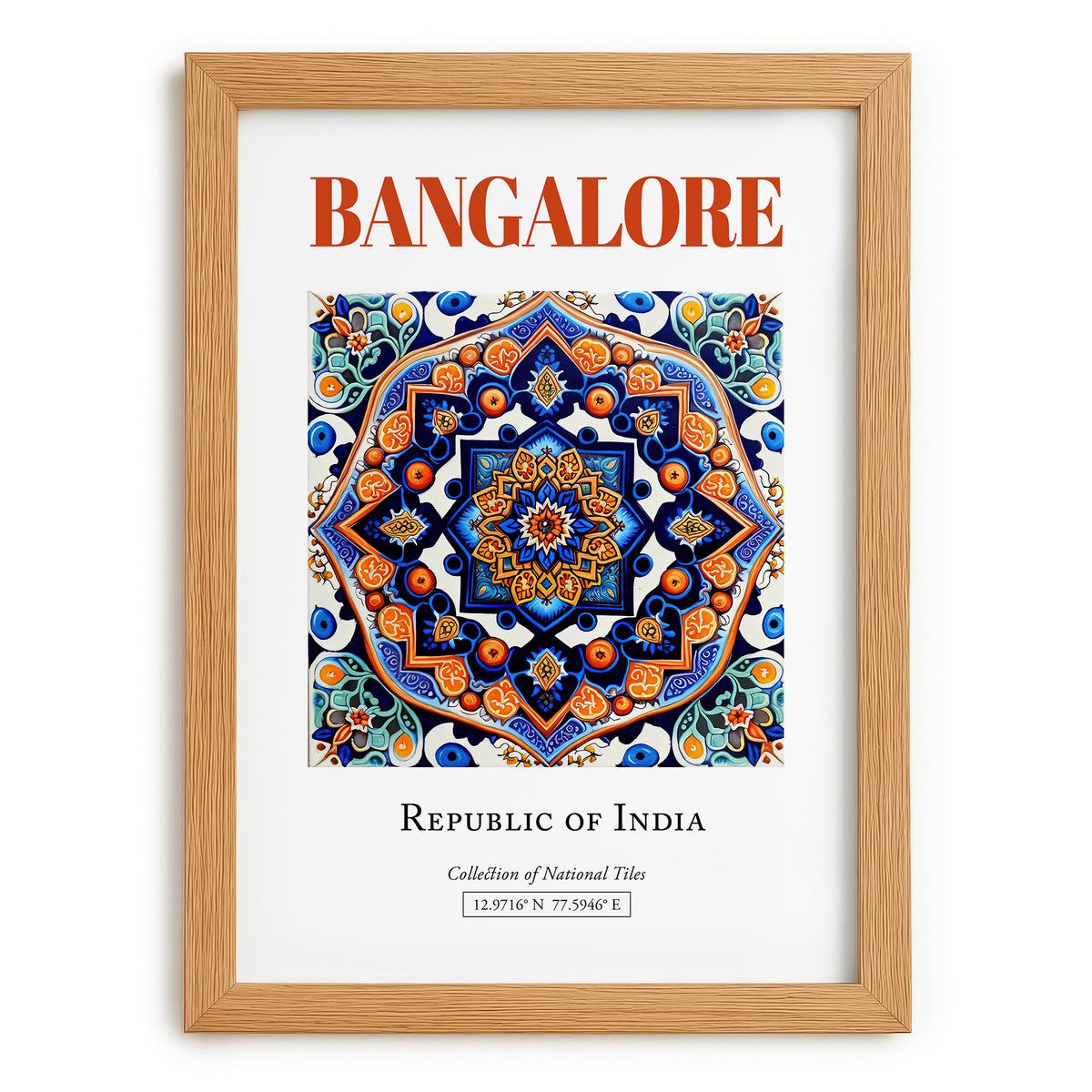 Bangalore, India – Travel Wall Decor, set in oak frame