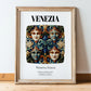 Venezia, Italy – Illustrated Travel Poster, in wooden frame leaning on the floor