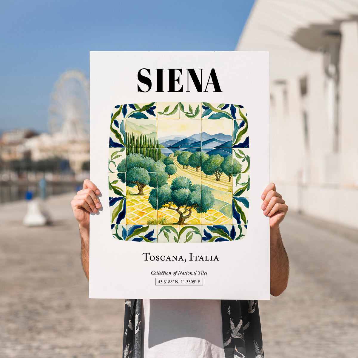Siena, Italy – Travel Poster, no-text version framed in wood