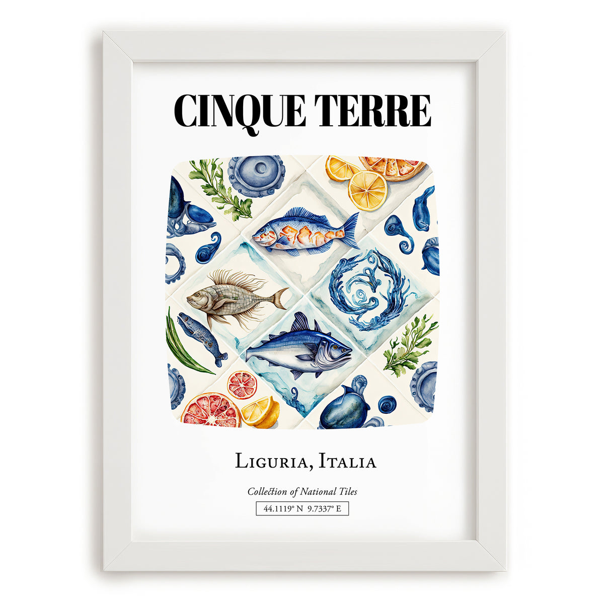 Cinque Terre, Italy – Travel Poster, placed in minimal white frame