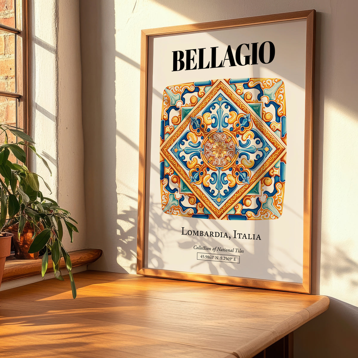 Bellagio, Italy – Vintage Travel Poster, clean layout with no caption