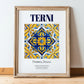 Terni, Italy – Illustrated Travel Poster, in wooden frame leaning on the floor