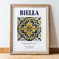 Biella, Italy – Travel Poster, in wooden frame leaning on the floor