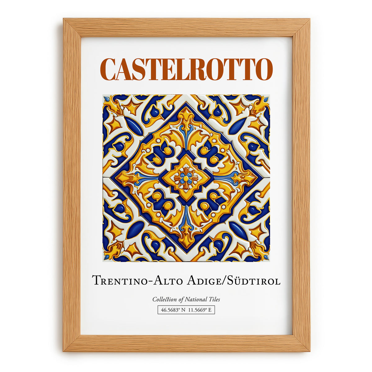 Castelrotto, Italy – Travel Poster, set in oak frame